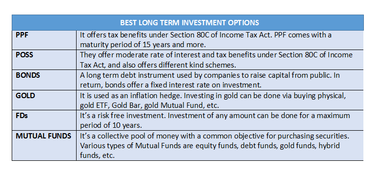 What is the best investment option for long term savings in india
