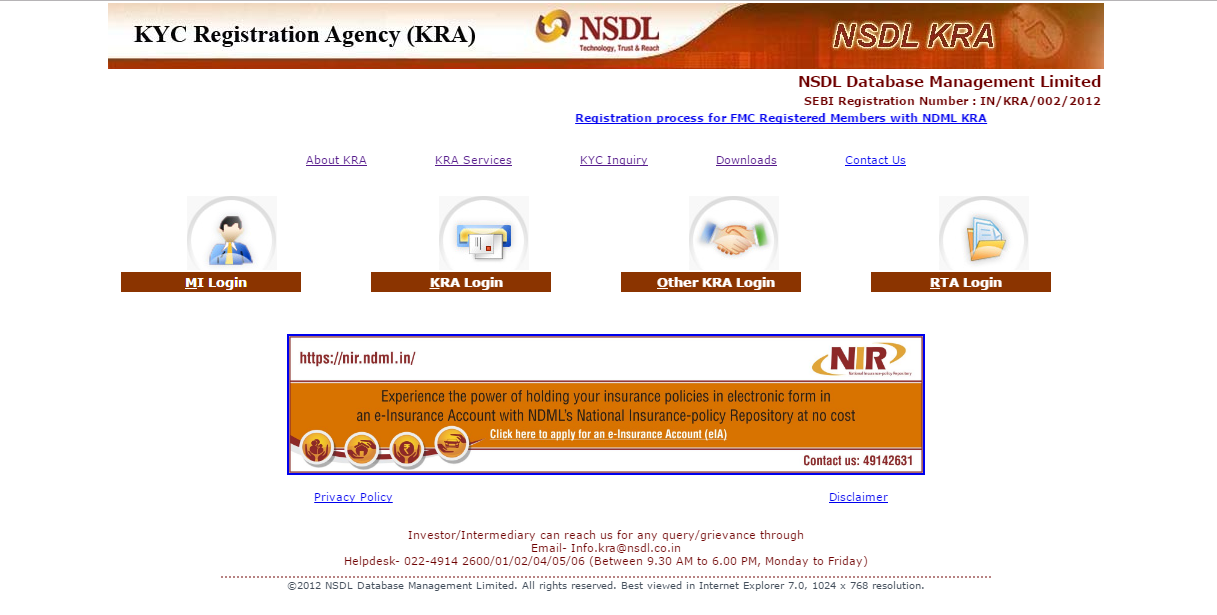 NSDL KRA NDML KRA NDML KYC Form NSDL Status KYC Status